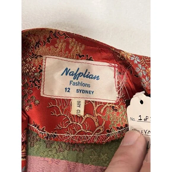 Blight Hernandez One-of-One Vintage Naplian Red Brocade Art Jacket Sz 12 - Picture 4 of 13